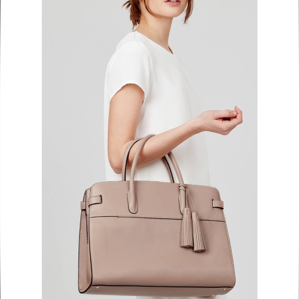 Cuyana Made In Italy Work Satchel in Quartz with Gold Hardware - Picture 3 of 11
